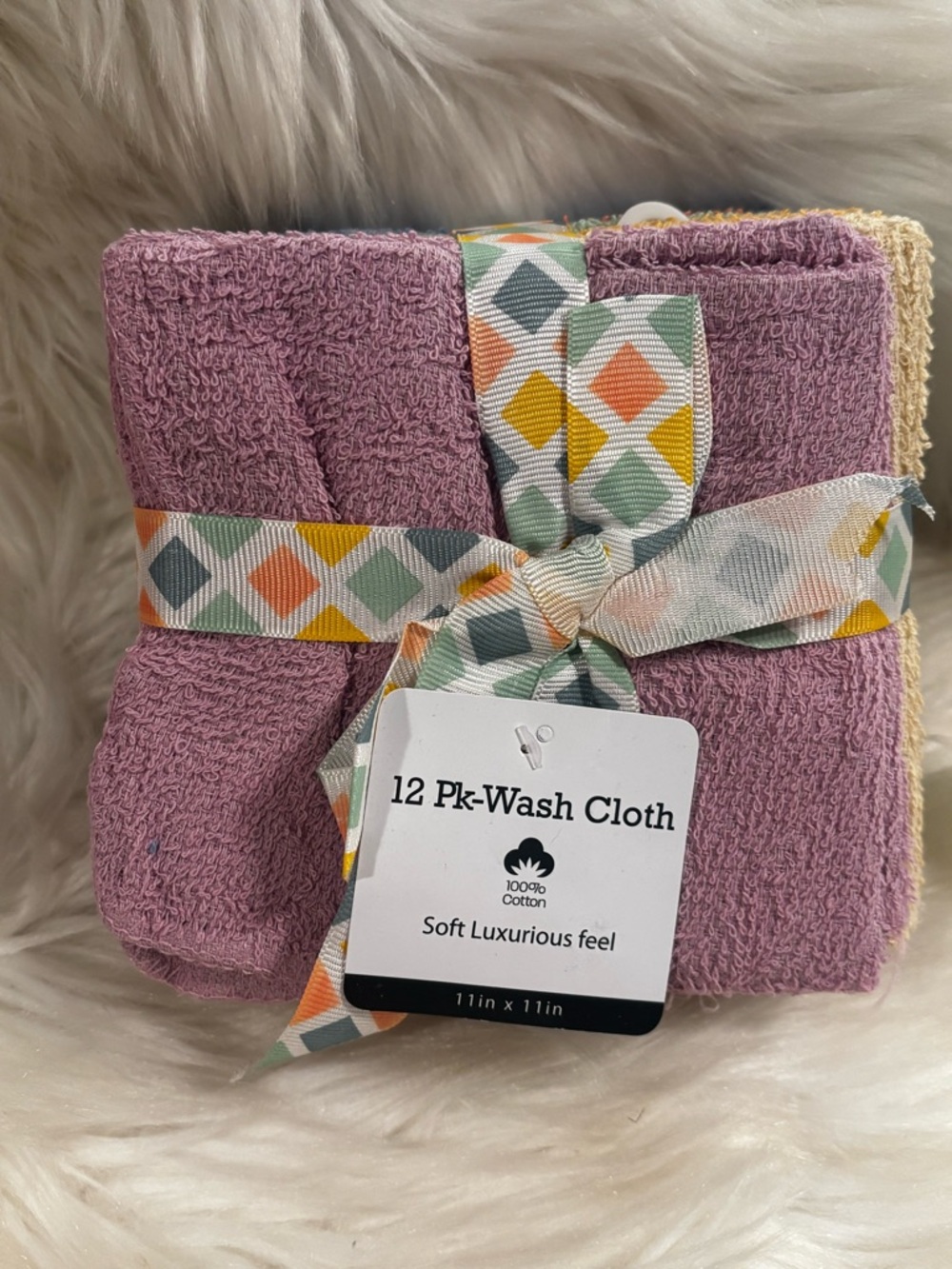 12 Pk Cotton Wash Cloth Set - Multi-Colored Pastel Mix
